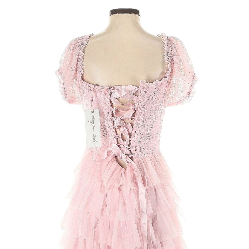 AMY JANE LONDON Sofia tulle lace tiered maxi dress ballerina pink Size XS NEW - Picture 4 of 7